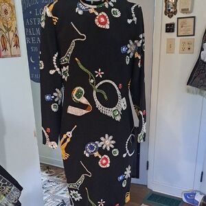 Linda Allard Ellen Tracy Silk Graphic Dress, Sz 4